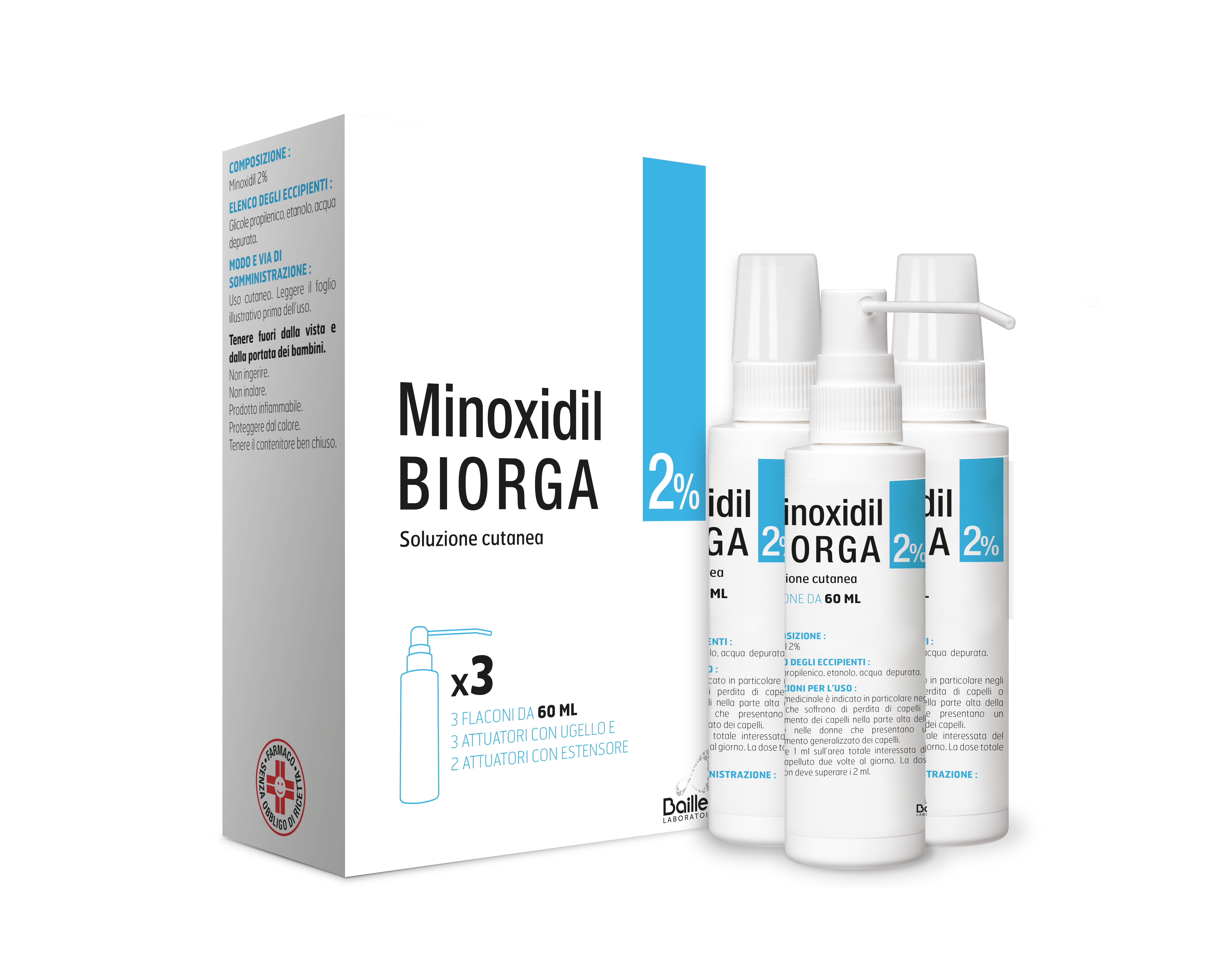 MINOXIDIL BIORGA*SOL CUT 3FL2% - Fontenova srl