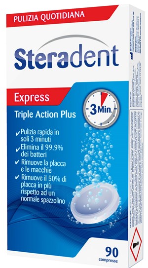 STERADENT TRIPLE ACTION PLUS 90 COMPRESSE PULENTI - Fontenova srl