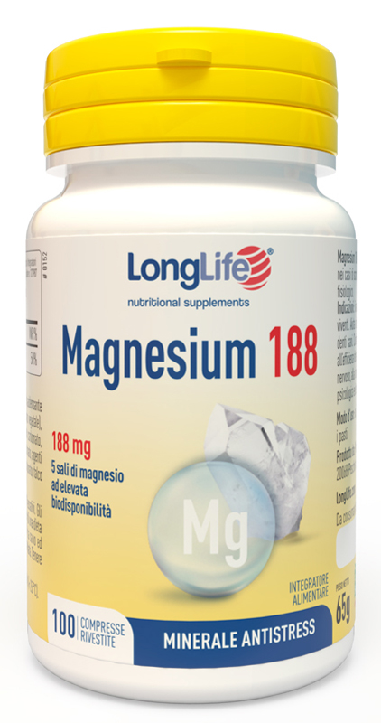 LONGLIFE MAGNESIUM 188 100 COMPRESSE RIVESTITE DA 6,5 G - Fontenova srl