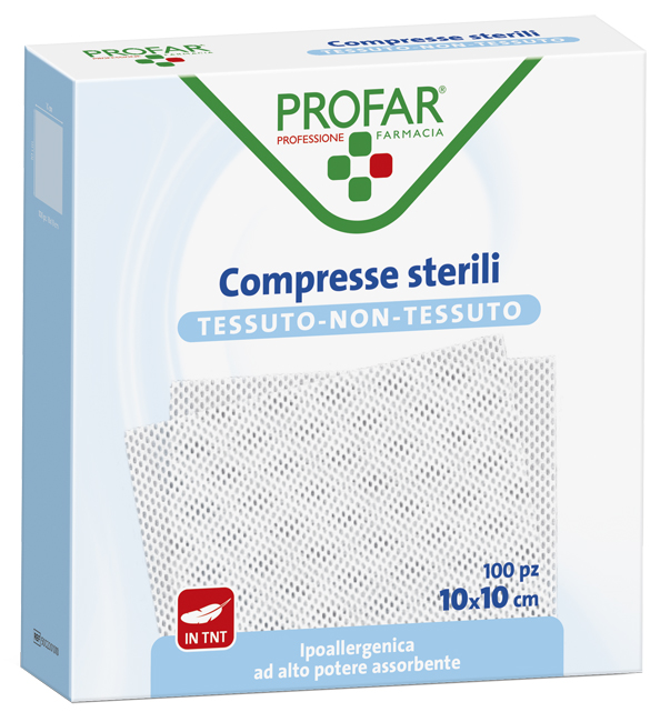 GARZA COMPRESSA TESSUTO NON TESSUTO 10X10 CM 100 PEZZI PROFAR - Fontenova srl
