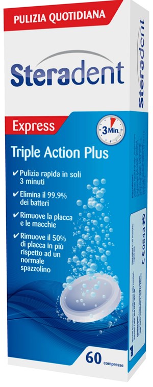 STERADENT TRIPLE ACTION PLUS 60 COMPRESSE PULENTI - Fontenova srl