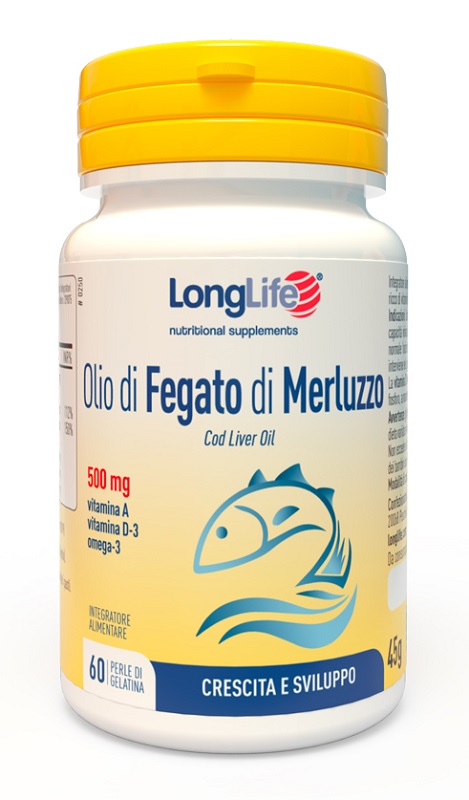 LONGLIFE OLIO FEGATO MERLUZZO 500 MG 60 PERLE IN GELATINA - Fontenova srl