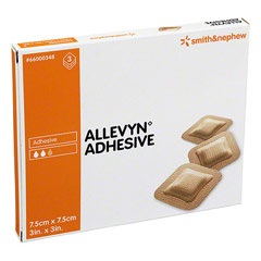 MEDICAZIONE IDROCELLULARE ADESIVA STERILE ALLEVYN ADHESIVE ALTAMENTE ASSORBENTE IN SCHIUMA DI POLIURETANO A STRUTTURA TRISTRATIFICATA 7,5X7,5CM 3 PEZZI - Fontenova srl