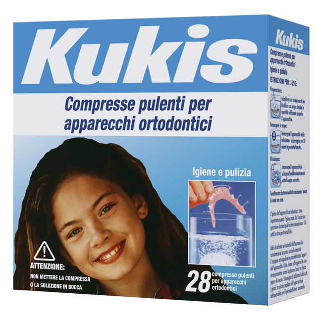 KUKIS CLEANSER 28 COMPRESSE PER PULIZIA APPARECCHI ORTODONTICI - Fontenova srl