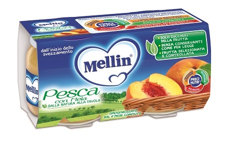 MELLIN OMOGENEIZZATO PESCA MELA 100 G 2 PEZZI - Fontenova srl