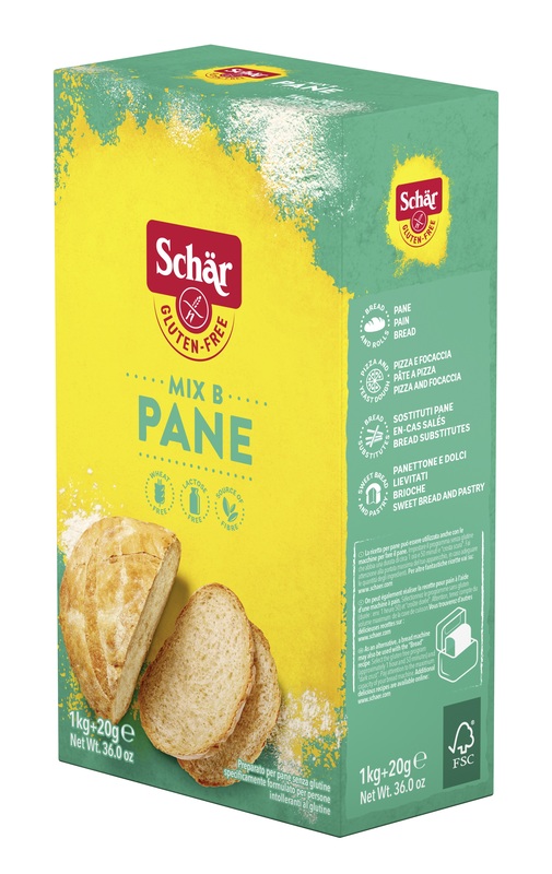SCHAR MIX B PREPARATO PANE SENZA LATTOSIO 1 KG + 20 G - Fontenova srl