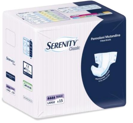 PANNOLONE PER INCONTINENZA A MUTANDINA SERENITY CLASSIC FORMATO MAXI TAGLIA LARGE 15 PEZZI - Fontenova srl