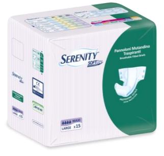 PANNOLONE PER INCONTINENZA A MUTANDINA SERENITY SOFTDRY MAXI LARGE 15 PEZZI - Fontenova srl