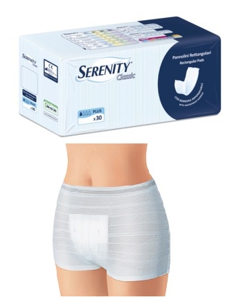 PANNOLONE PER INCONTINENZA FORMATO RETTANGOLARE CON BARRIERA SERENITY 30 PEZZI - Fontenova srl