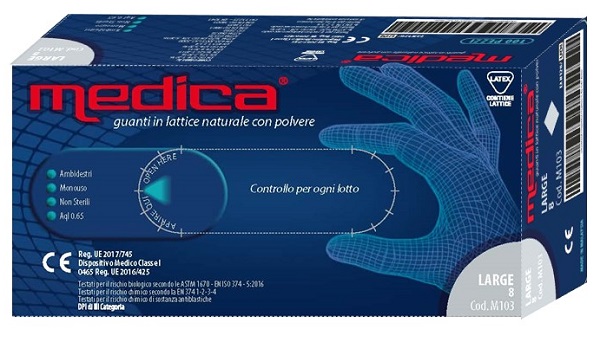 MEDICA GUANTO LATTICE N/STERILE CON POLVERE DM MISURA L 100 PEZZI - Fontenova srl