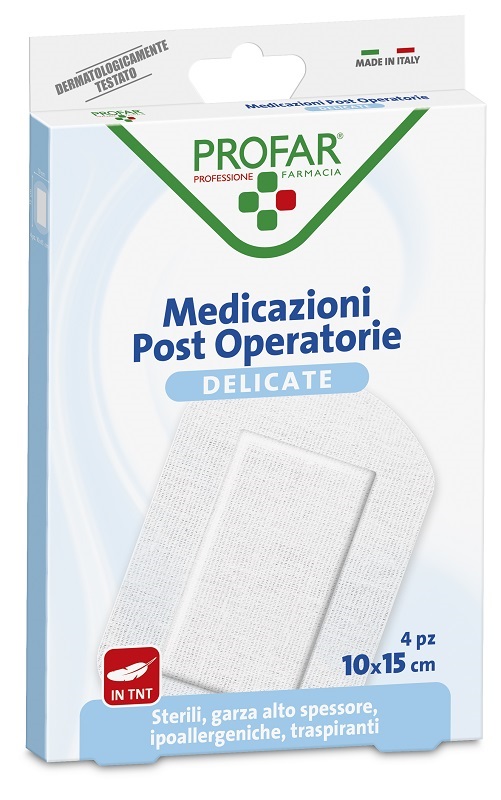 MEDICAZIONE POST OPERATORIA STERILE GARZA ANTIADERENTE 10X15 CM 4 PEZZI PROFAR - Fontenova srl