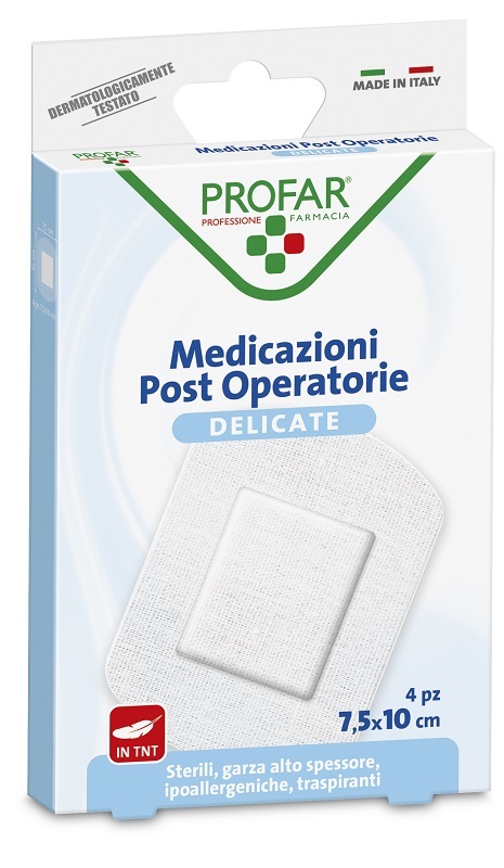 MEDICAZIONE POST OPERATORIA STERILE GARZA ANTIADERENTE 7,5X10 CM 4 PEZZI PROFAR - Fontenova srl