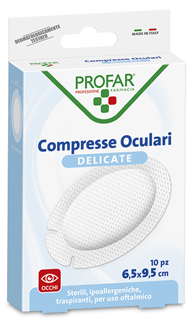 COMPRESSA OCULARE CON GARZA ANTIADERENTE 6,5X9,5 CM 10 PEZZI PROFAR - Fontenova srl