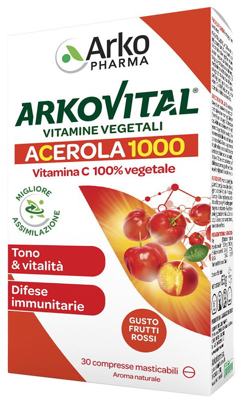 ARKOVITAL ACEROLA 1000 30 COMPRESSE MASTICABILI - Fontenova srl