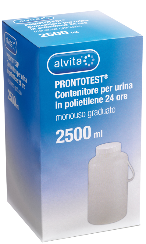 CONTENITORE PER URINA ALVITA PRONTOTEST IN POLIETILENE 24 ORE GRADUATO 2500ML - Fontenova srl
