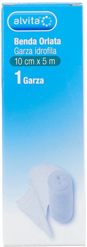 BENDA ORLATA GARZA IDROFILA ALVITA 10X500CM - Fontenova srl