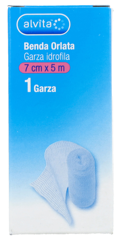 BENDA ORLATA GARZA IDROFILA ALVITA 7X500CM - Fontenova srl