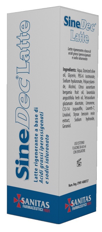 EMULSIONE PROFUMATA CONTENENTE OLIO OSSIGENATO PER PREVENZIONE E MEDICAZIONE DELLE ULCERE DA DECUBITO DI GRADO I SU PELLE INTEGRA SINEDEC LATTE 60ML - Fontenova srl