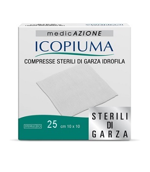 ICOPIUMA GARZA COMPRESSA IDROFILA 10X10CM 25 PEZZI - Fontenova srl