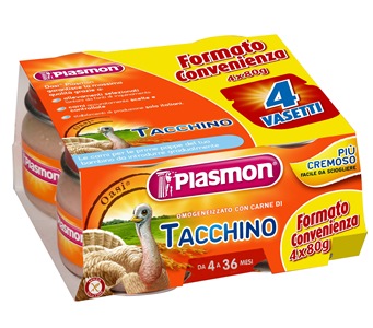 PLASMON OMOGENEIZZATO TACCHINO 4 X 80 G CON GIFT - Fontenova srl