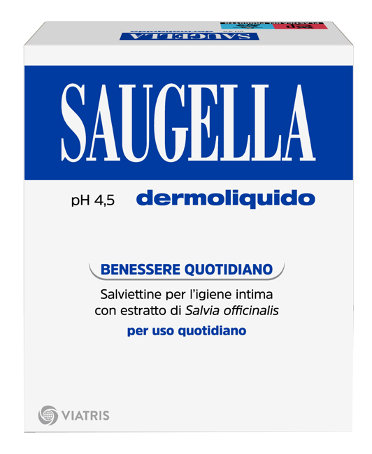 SAUGELLA DERMOLIQUIDO PH 4,5 SALVIETTINE IGIENE INTIMA BENESSERE QUOTIDIANO 10 PEZZI - Fontenova srl