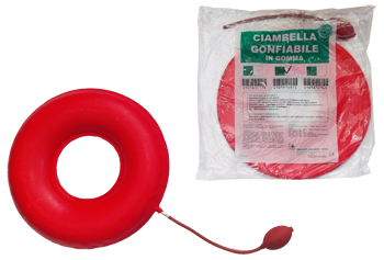 CIAMBELLA GONFIABILE PER INVALIDI IN GOMMA ROSSA TEAM DELUXE CON POMPA 43CM DIAMETRO - Fontenova srl