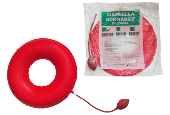 CIAMBELLA GONFIABILE PER INVALIDI IN GOMMA ROSSA TEAM DELUXE CON POMPA 40CM DIAMETRO - Fontenova srl