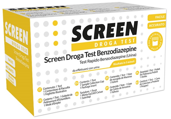 SCREEN DROGA TEST BENZODIAZEPINE TEST ANTIDROGA CON CONTENITORE URINA - Fontenova srl