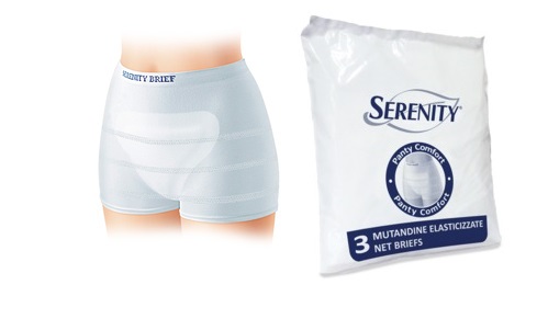 MUTANDINA A RETE PER INCONTINENZA SERENITY PANTY COMFORT M 3 PEZZI - Fontenova srl