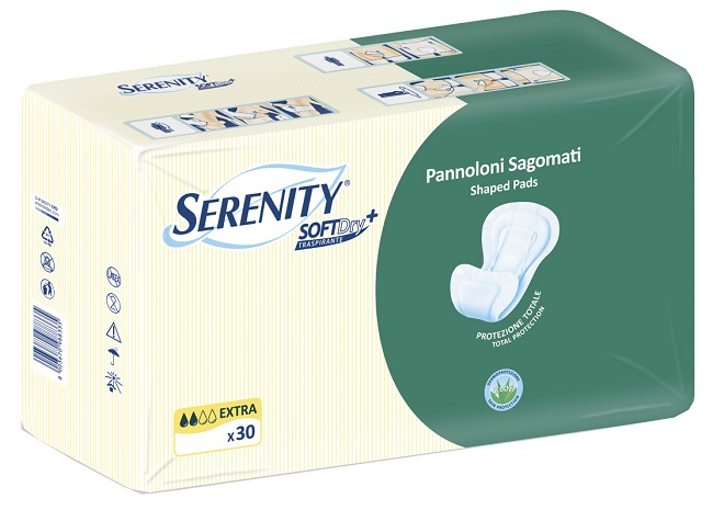 PANNOLONE PER INCONTINENZA SAGOMATO SERENITY SOFTDRY+ ALOE EXTRA 30 PEZZI - Fontenova srl