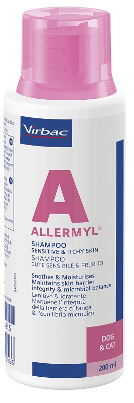 ALLERMYL SHAMPOO PER CUTE SENSIBILE E PRURITO CANE E GATTO 200 ML - Fontenova srl