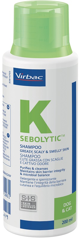 SEBOLYTIC SHAMPOO CUTE GRASSA CON SCAGLIE E CATTIVO ODORE CANE E GATTO 200 ML - Fontenova srl