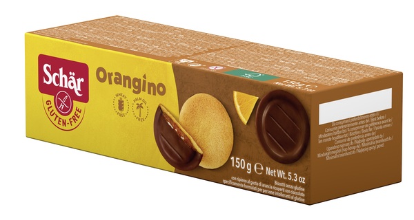 SCHAR ORANGINO BISCOTTI CON RIPIENO AL GUSTO DI ARANCIA RICOPERTI CON CIOCCOLATO 150 G - Fontenova srl