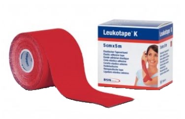 BENDA ADESIVA LEUKOTAPE K PER TAPING FISIOTERAPICO LARGHEZZA 5 CM LUNGHEZZA 5 M COLORE ROSSO IN ROTOLO - Fontenova srl