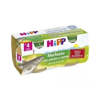 HIPP OMOGENEIZZATO MERLUZZO CAROTE PATATE 2X80 G - Fontenova srl