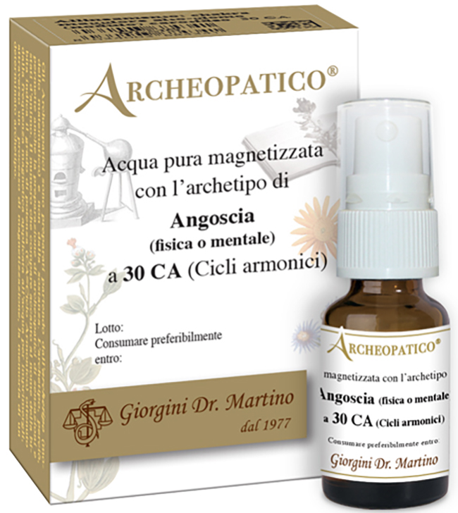 ARCHEOPATICO ACQUA PURA MAGNETIZZATA CON ARCHETIPO ANGOSCIA FISICA O MENTALE A 30 CICLI ARMONICI 10 ML - Fontenova srl