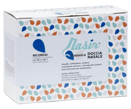 NASIR DOCCIA NASALE CON SOLUZIONE FISIOLOGICA ISOTONICA 10 SACCHE 250 ML + 1 BLISTER - Fontenova srl