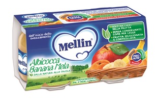 MELLIN OMOGENEIZZATO ALBICOCCA BANANA MELA 100 G 2 PEZZI - Fontenova srl