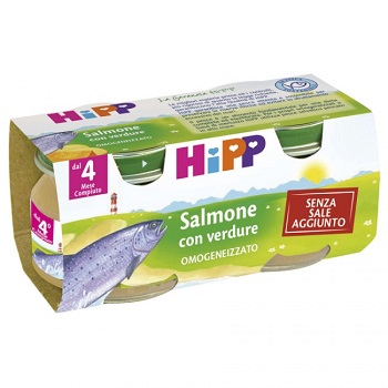 HIPP OMOGENEIZZATO SALMONE CON VERDURE 2X80 G - Fontenova srl