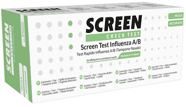 TEST SCREEN QUALITATIVO PER DETERMINAZIONE ANTIGENE DI VIRUS INFLUENZA A/B DA CAMPIONI DI TAMPONI NASALI E FARINGEI 1 PEZZO - Fontenova srl