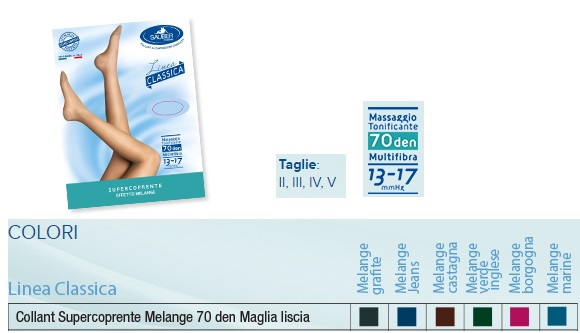 SAUBER COLLANT 70 DENARI SUPER COPRENTE MAGLIA LISCIA MELANGE JEANS 2 LINEA CLASSICA - Fontenova srl