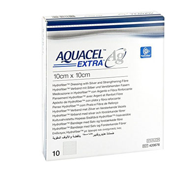 AQUACEL AG EXTRA MEDICAZIONE CON IONI ARGENTO 10X10 CM 10 PEZZI - Fontenova srl
