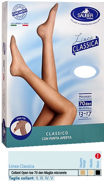 SAUBER COLLANT OPEN TOE MAGLIA MICRORETE 70 DEN COLORE NEUTRO BEIGE 5 LINEA CLASSICA - Fontenova srl