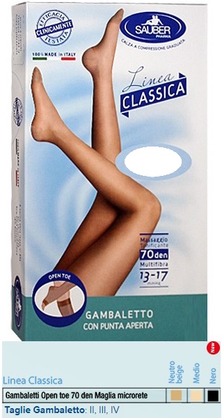 SAUBER GAMBALETTO OPEN TOE MAGLIA MICRORETE 70 DEN COLORE NEUTRO BEIGE TAGLIA 4 LINEA CLASSICA - Fontenova srl