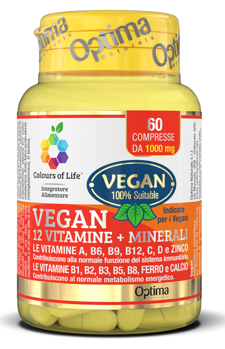 COLOURS OF LIFE VEGAN 12 VITAMINE + 3 MINERALI 60 COMPRESSE - Fontenova srl