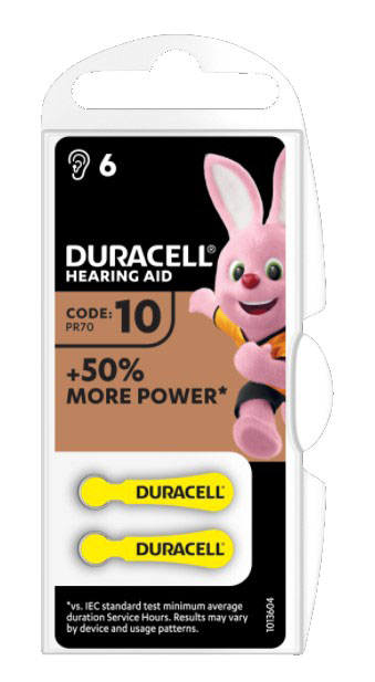 DURACELL ACTIVAIR HEARING AID EASY TAB 10 GIALLO BATTERIA PER APPARECCHIO ACUSTICO 6 PEZZI - Fontenova srl