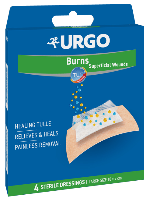 URGO CEROTTO PER USTIONI E FERITE 100X70 MM 4 PEZZI - Fontenova srl
