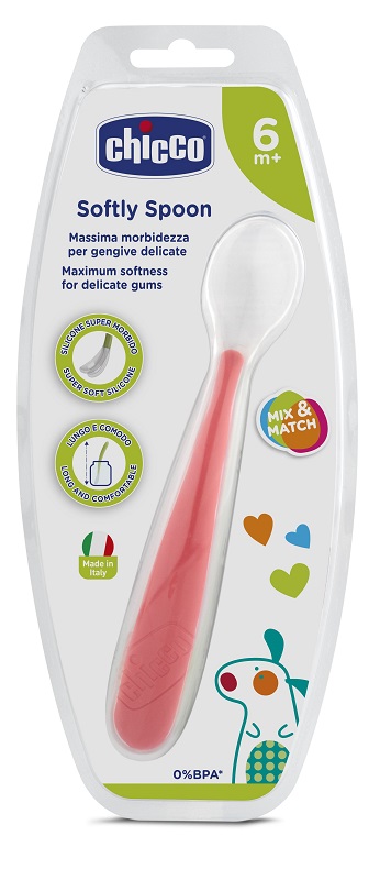 CHICCO CUCCHIAIO MORBIDO SILICONE 6M+ ROSSO UP - Fontenova srl