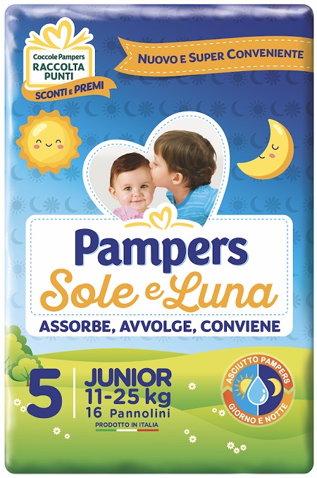 PANNOLINO PER BAMBINO PAMPERS SOLE & LUNA FLASH JUNIOR 16 PEZZI - Fontenova srl