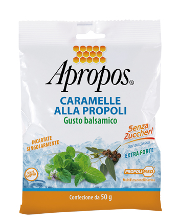 APROPOS CARAMELLE DURE ALLA PROPOLI BALSAMICHE SENZA ZUCCHERO 50 G - Fontenova srl